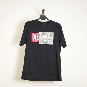 DIESEL Graphic Black Crew Neck Shirt Size US L